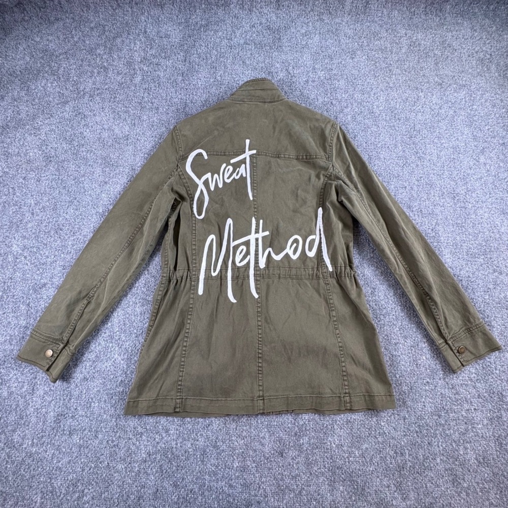 Lucky‎ Brand Utility Jacket Womens S Olive Sweat Method Graphic Boho Festival